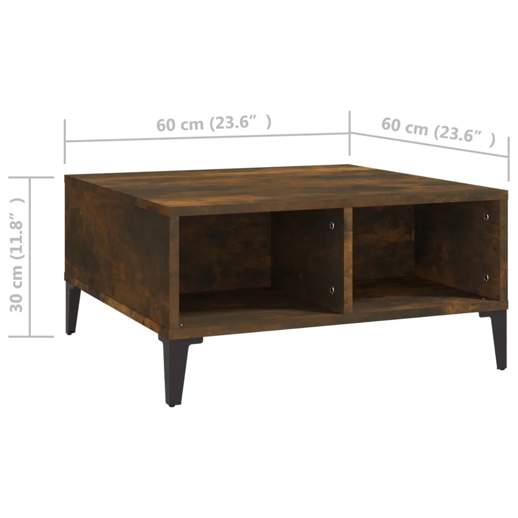 Tavolino da Salotto Rovere Fumo 60x60x30 cm in Truciolato 813167