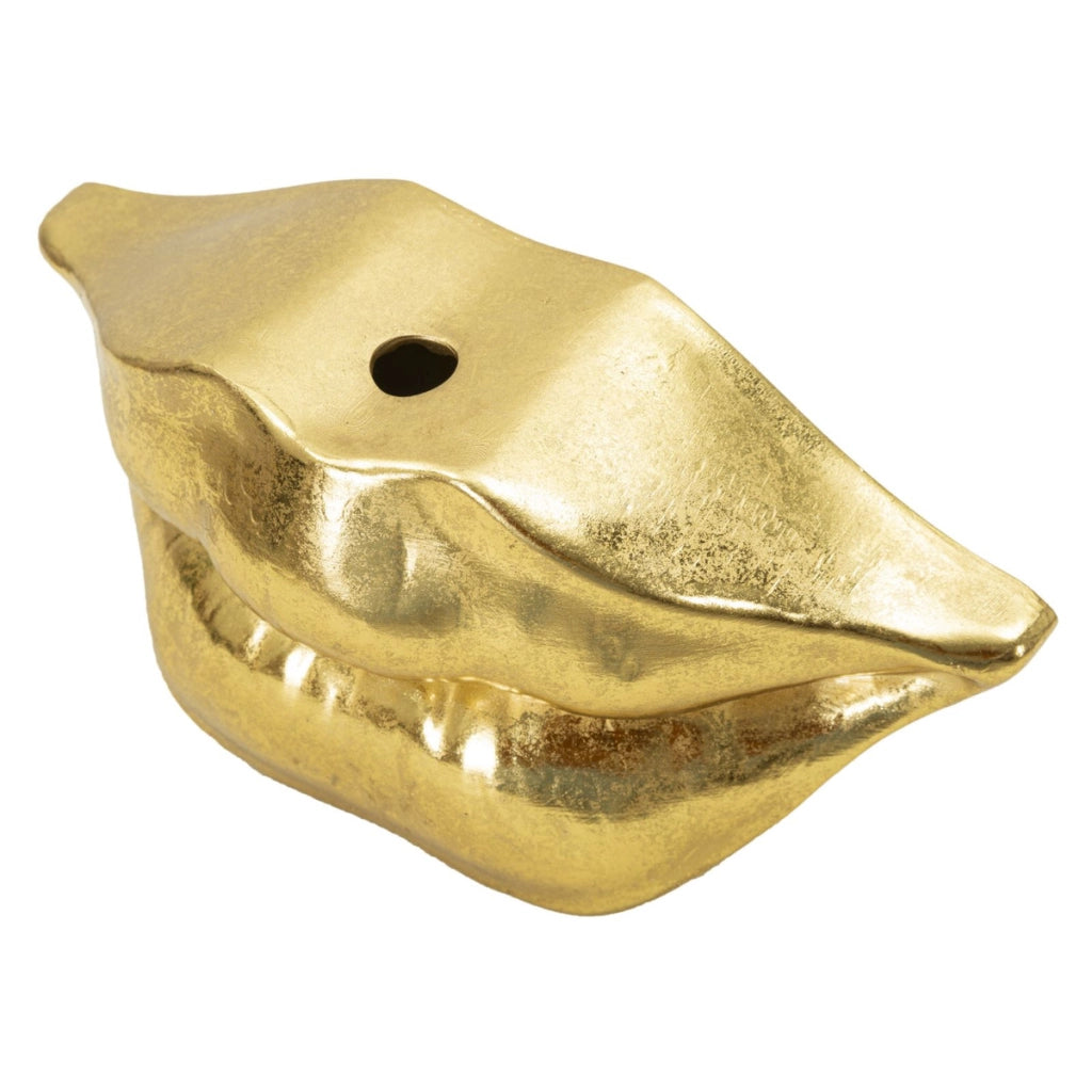 Vaso Decorativo Bocca, Oro, Poliresina, 23x8x12 cm