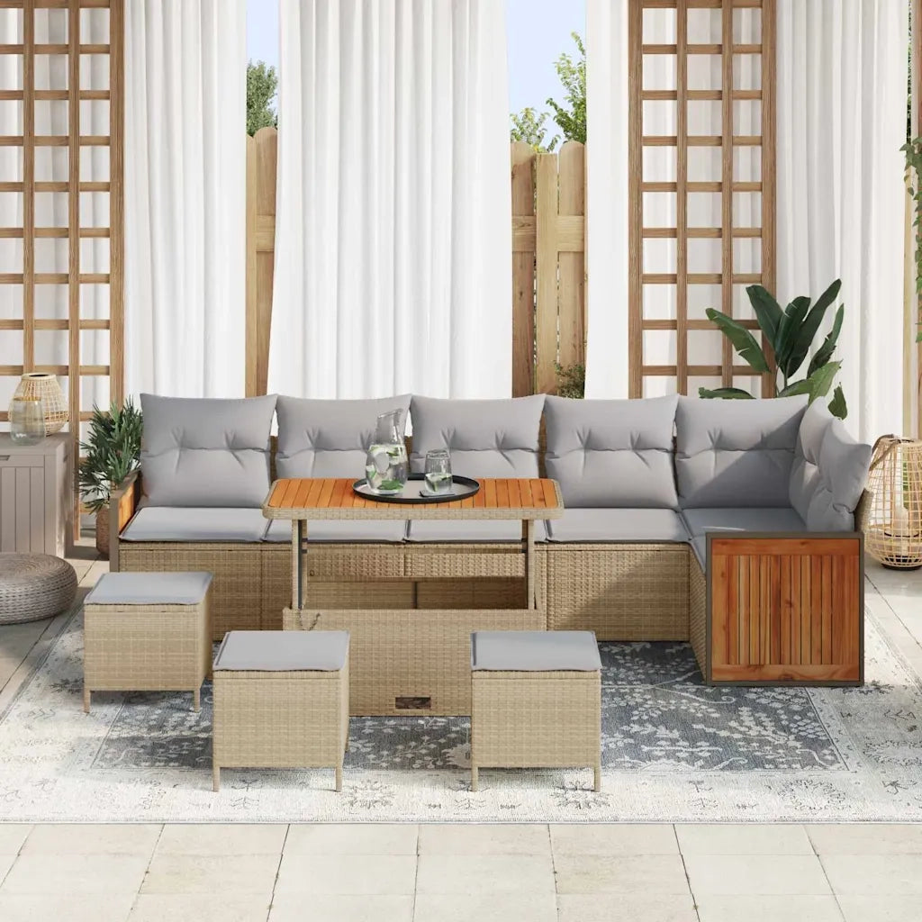 Set Divano da Giardino 12 pcs Beige e Grigio Chiaro polyrattan 3365282
