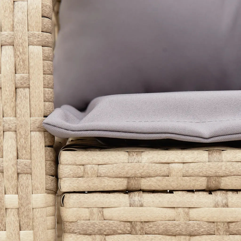 Sedia a Dondolo da Giardino con Cuscini in Polyrattan Beige 4104196