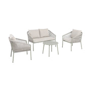 Salotto da giardino in acciaio e corde in resina, 4 posti, beige