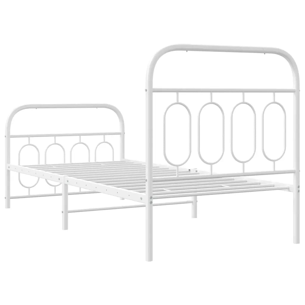 Giroletto con Testiera e Pediera Metallo Bianco 80x200 cm 377175