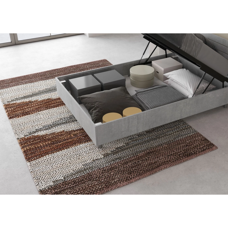 Letto 1 piazza e mezza 120x200 cm testata dritta Demas - Senza rete,Grigio