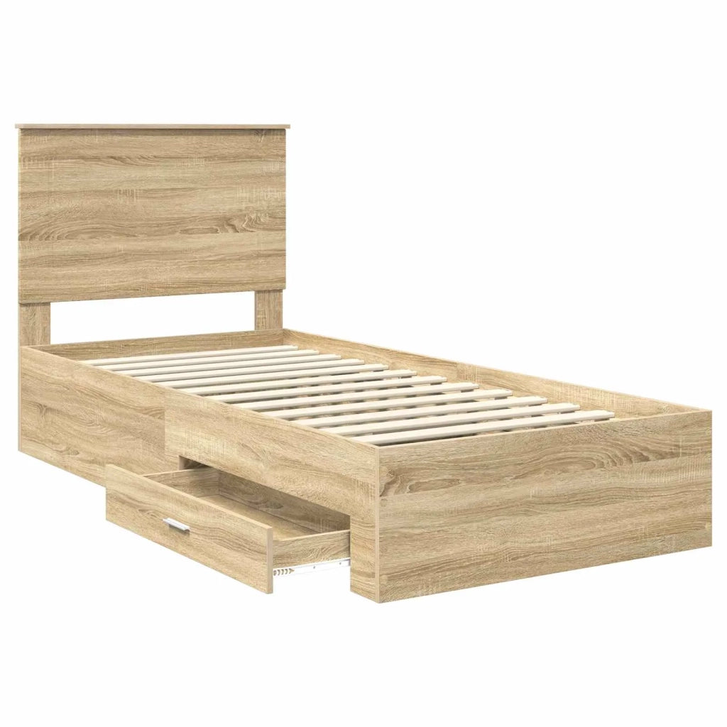 Struttura del letto con testiera Rovere Sonoma 100 x 200 cm 3409687
