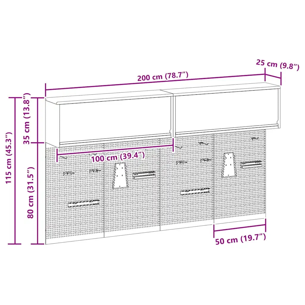 Set di armadi per attrezzi con lo scaffale 6 pcs Nero 3321414
