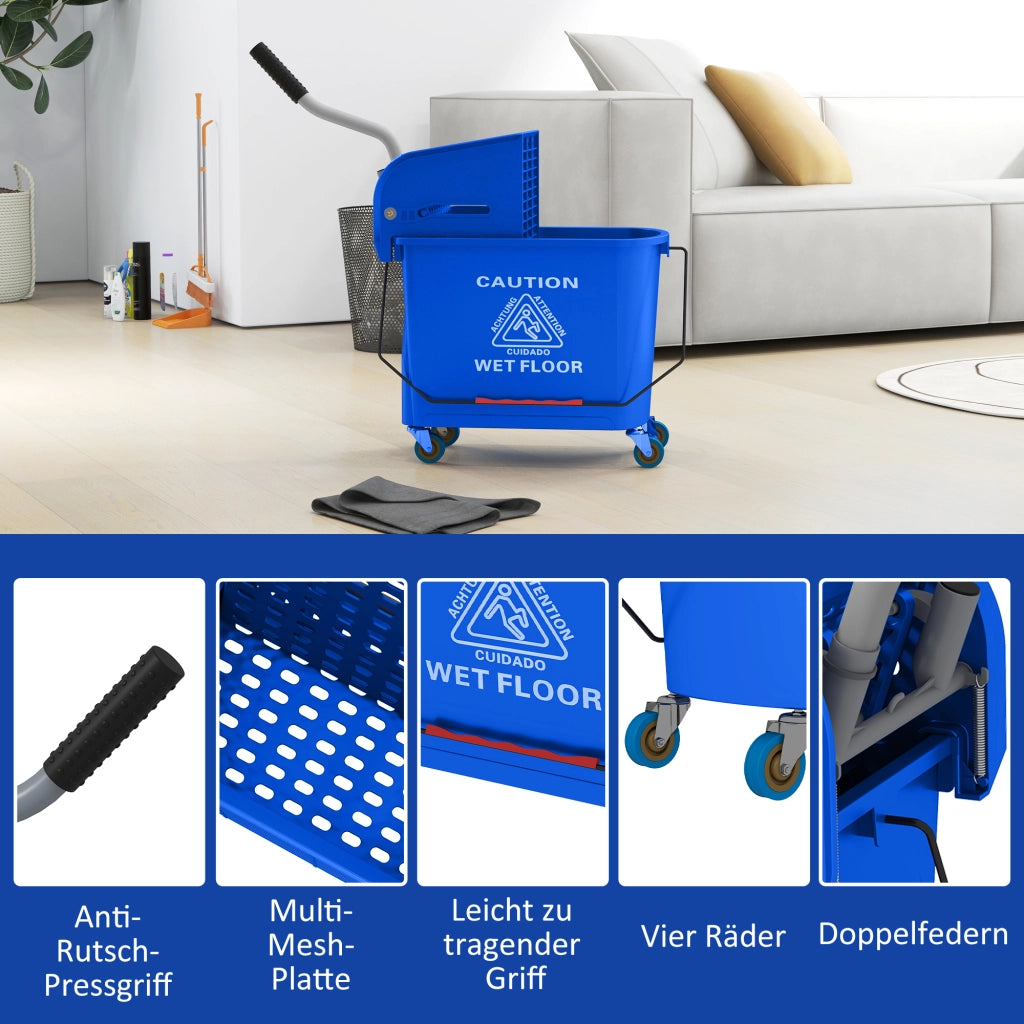 Secchio per lavapavimenti con strizzatore ¨C Minimal ¨C Blu, plastica, 20 L