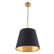 Lampada a sospensione ELENA nero/oro tessuto cono E27 Ø30