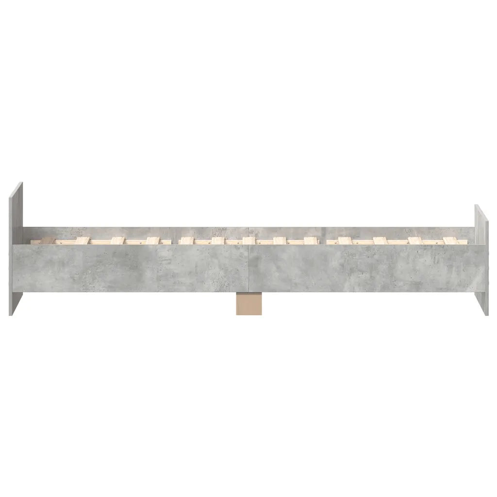Letto singolo | Letto per adulti | Giroletto Grigio Cemento 100x200 cm in Legno Multistrato