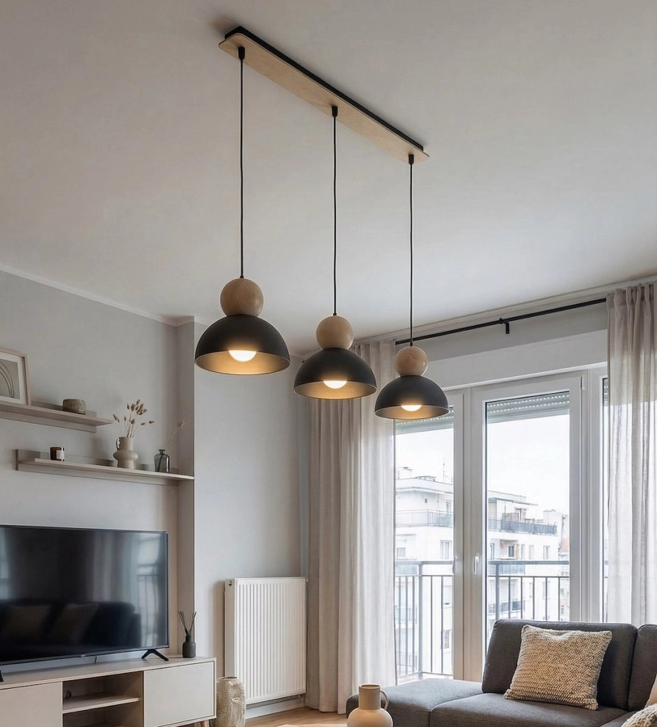Lampada a sospensione KAKI 3xE27 nero beige Emibig