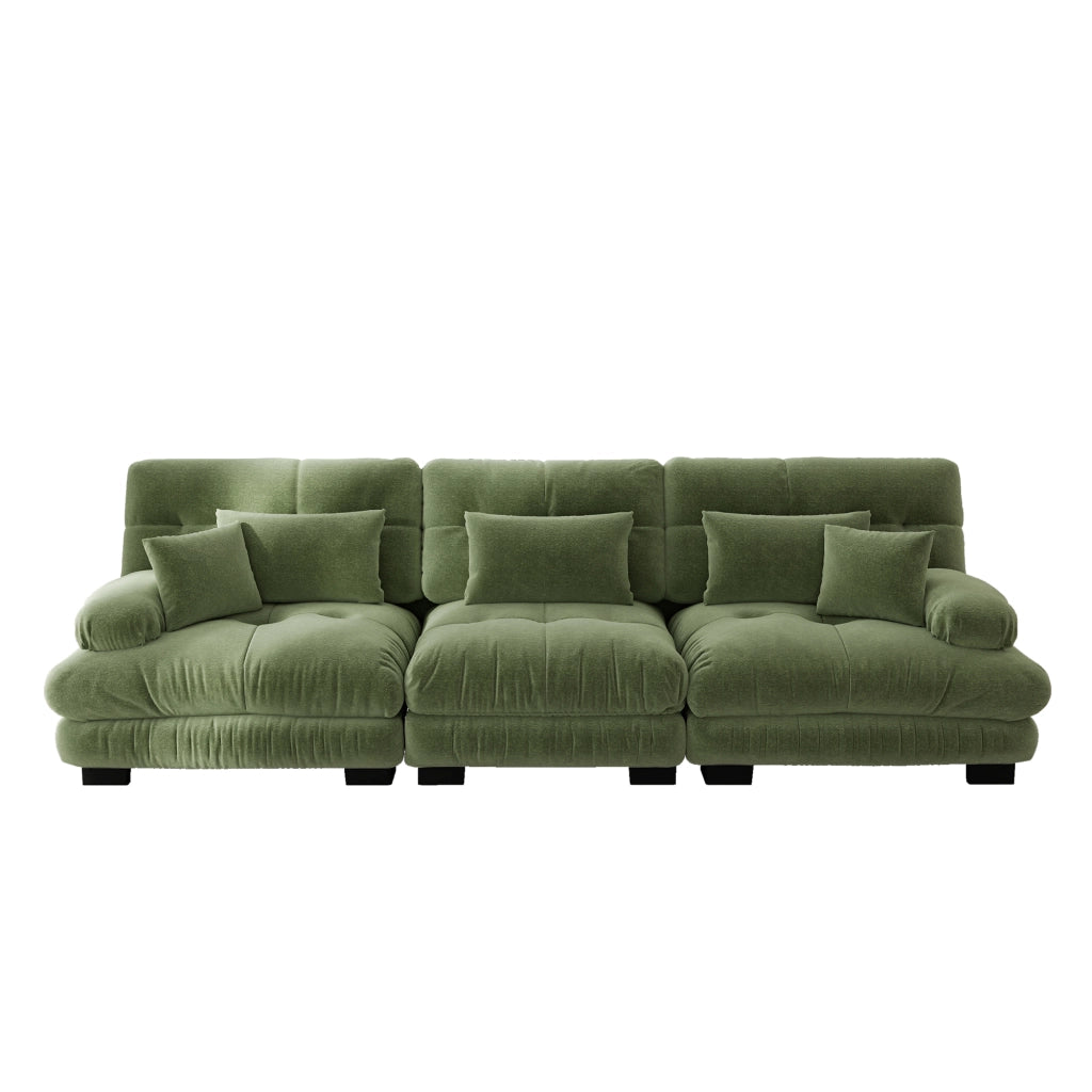 Divano Angolare 3 Posti con Chaise Longue ¨C MINIMAL ¨C Tessuto Chenille Verde, Divano Letto