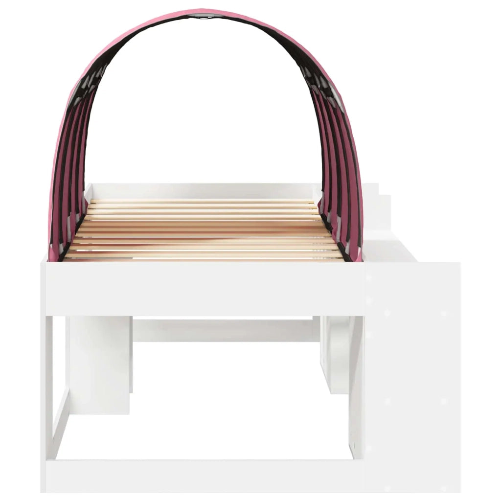 Letto con Tunnel 3 pcs Bianco e Rosa Legno multistrato