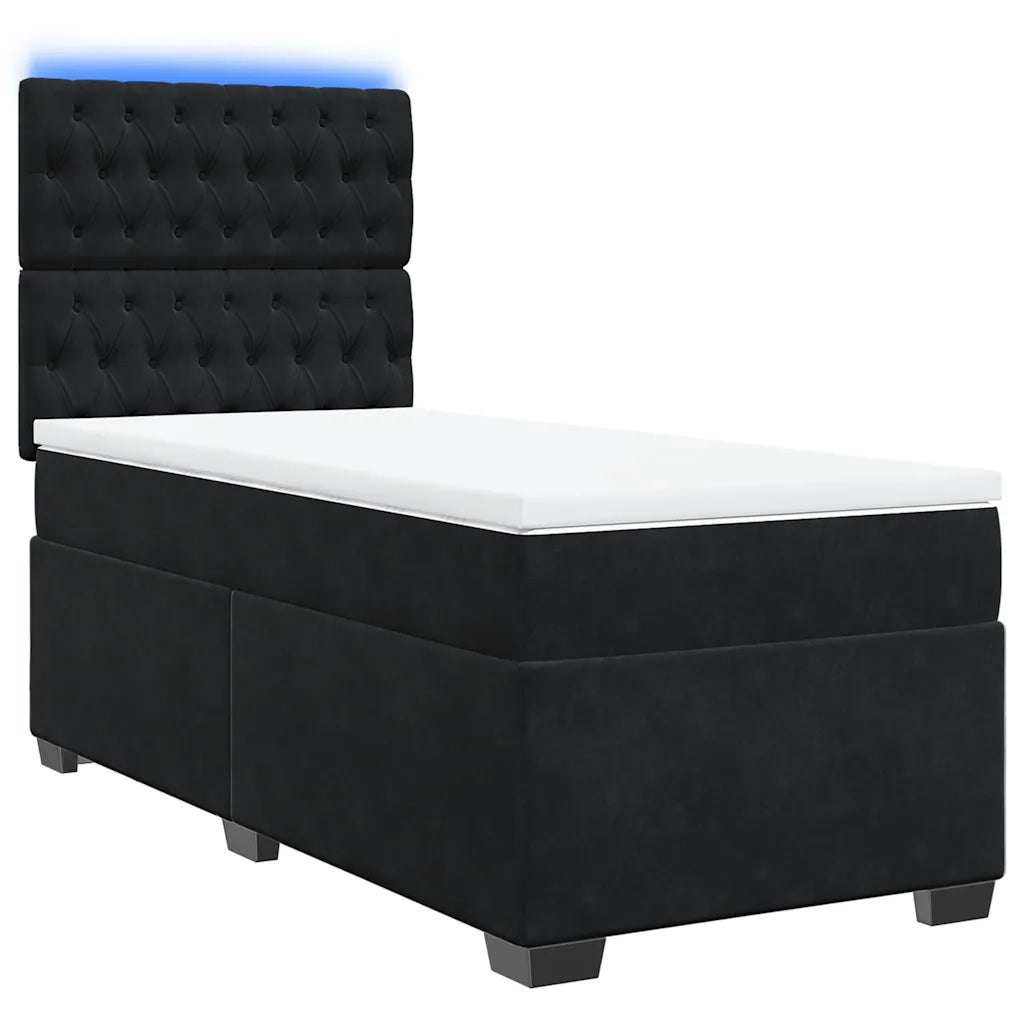 Giroletto a Molle con Materasso Nero 90x190 cm in Velluto