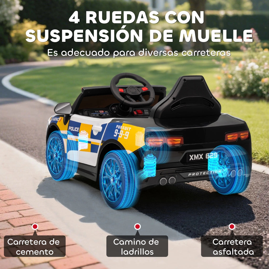 Auto Polizia Bambini Elettrica con Telecomando ¨C Minimal ¨C 96x60x45cm Multicolore