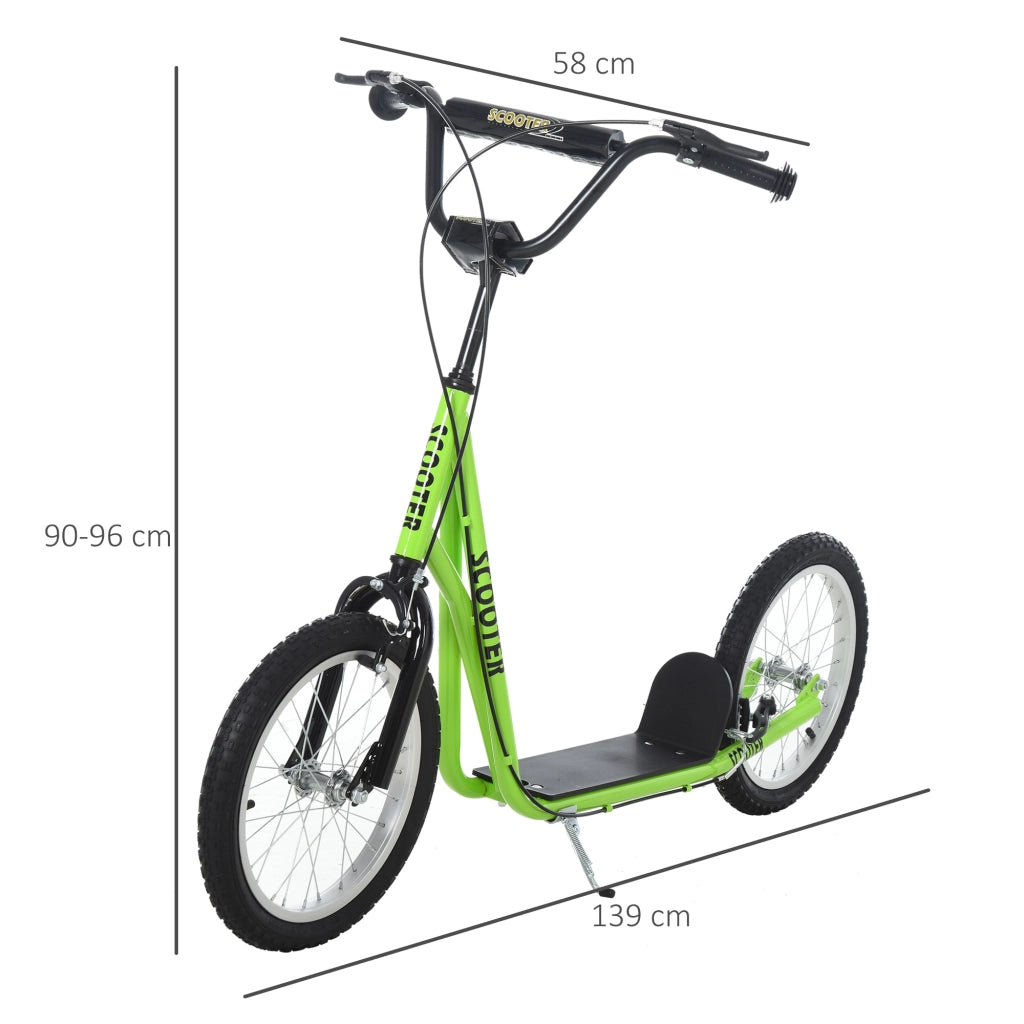 Monopattino per Bambini ¨C Xylo ¨C 2 Ruote, Manubrio Regolabile, Doppio Freno, Verde, 139x58x90-96cm
