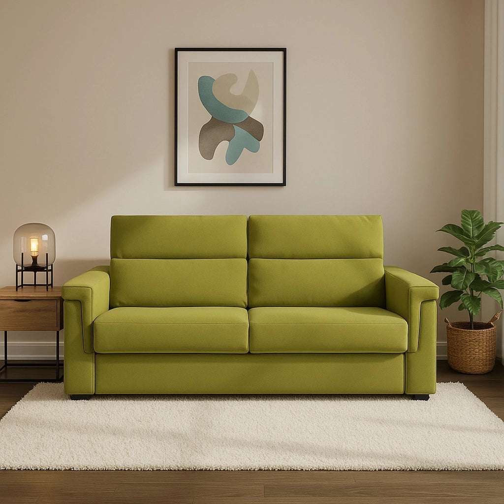 Tenna, Divano Letto 2 Posti Sfoderabile Made in Italy, 185x95 cm Verde