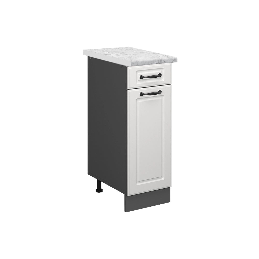 Mobiletto base per cucina R-Line Bianco rustico/Antracite 30 cm PL Marmo Vicco
