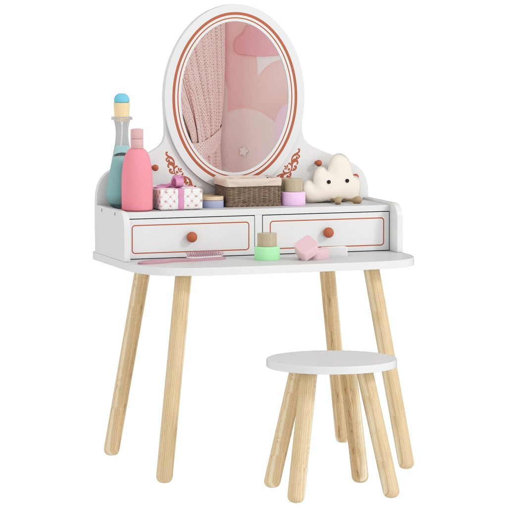 Cassettiera Bambina con Specchio e 2 Cassetti ¨C Minimal ¨C Bianco