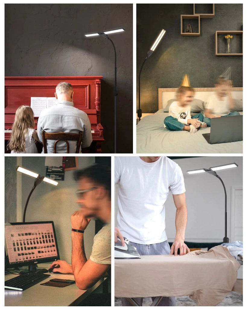 ZMH Lampada da Terra LED Nero 9W 158cm Dimmerabile Timer Memoria per Studio Camera