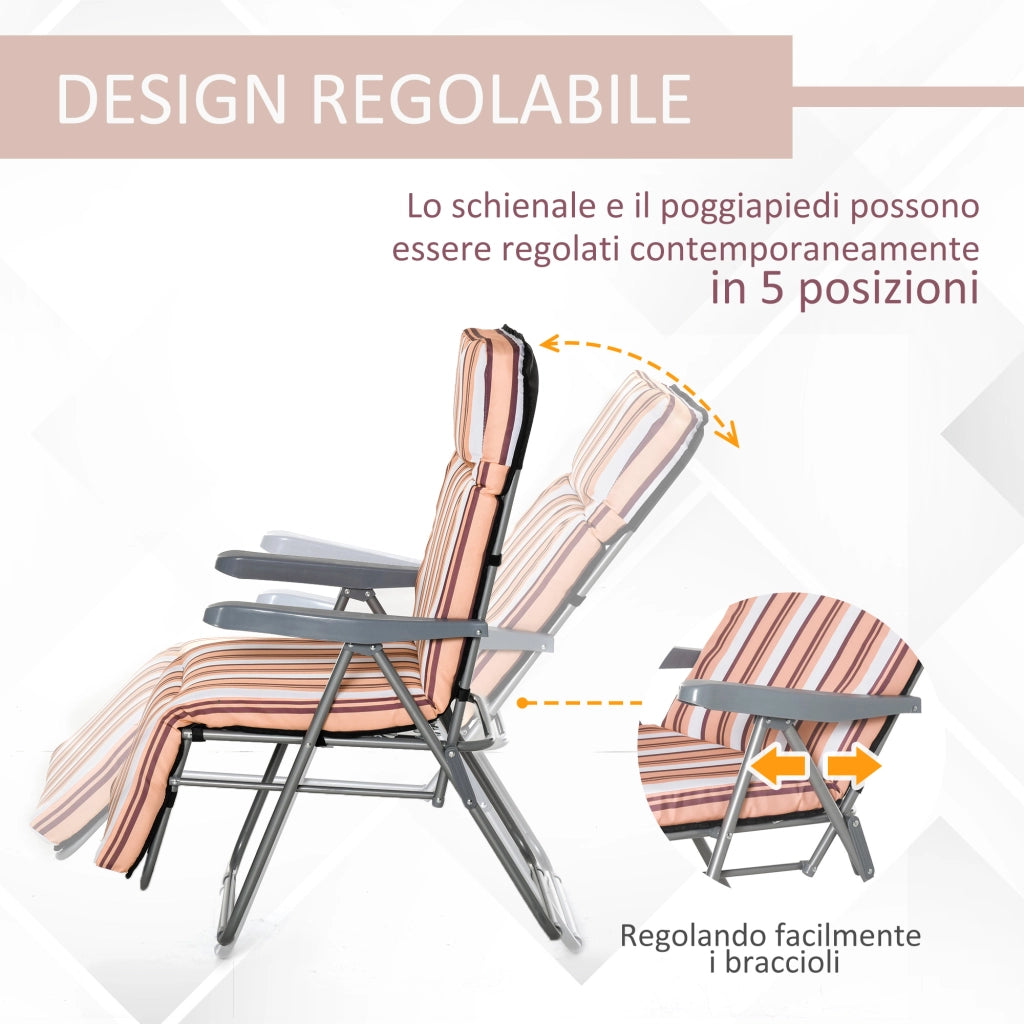 Sedia Sdraio Set 2 Pezzi ¨C zephmum ¨C Grigio Arancione 60x75x102 cm