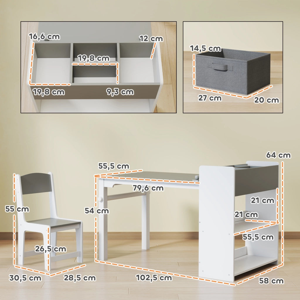 Tavolo con 2 sedie bambini in legno ¨C Minimal ¨C grigio