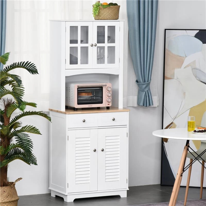 CREDENZA ALTA PER CUCINA MOBILE BUFFET IN LEGNO BIANCO