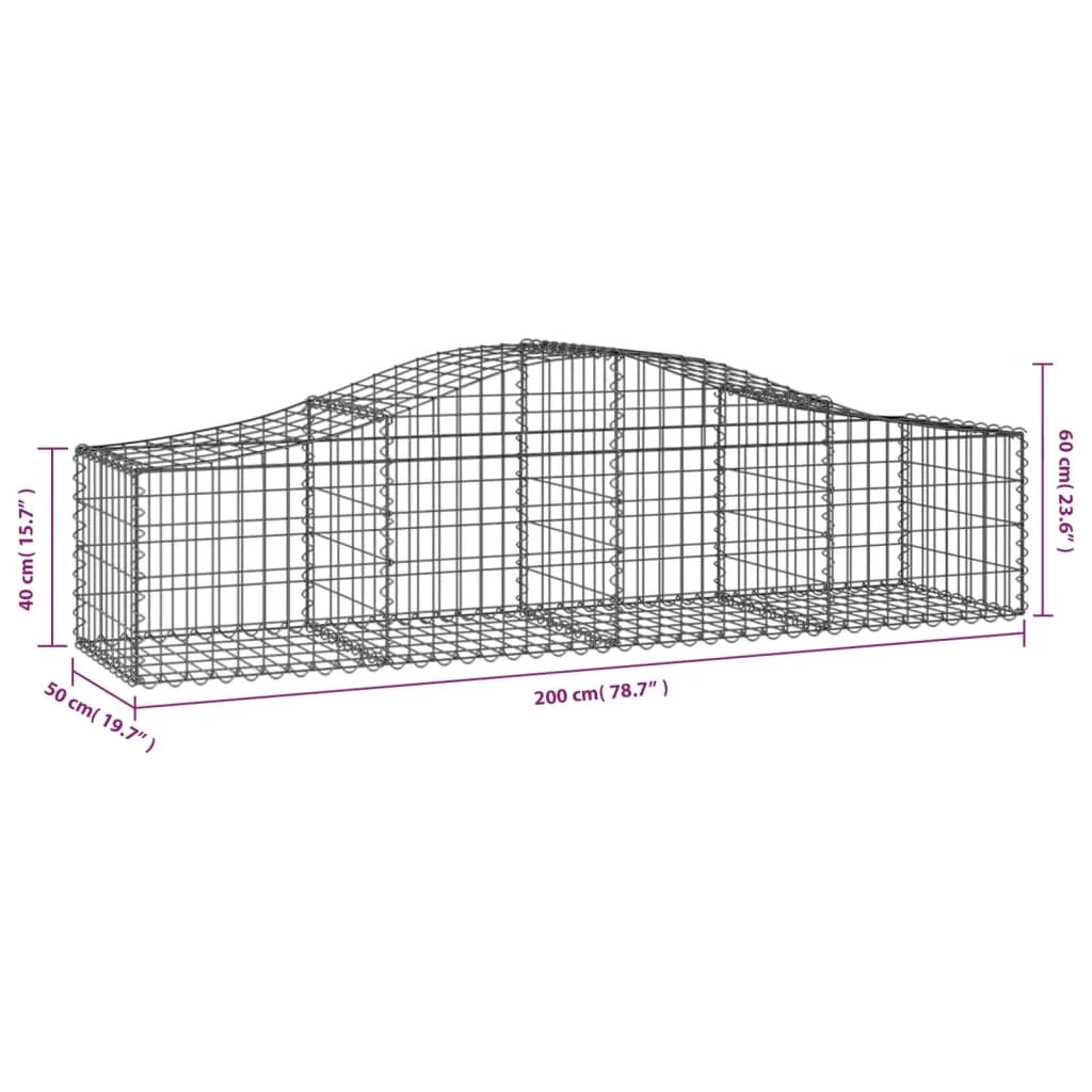 Set di 4 gabbioni ad arco per recinzione gabbia o muro di contenimento 200 x 50 x 40/60 cm ferro zincato argento 02_0041450