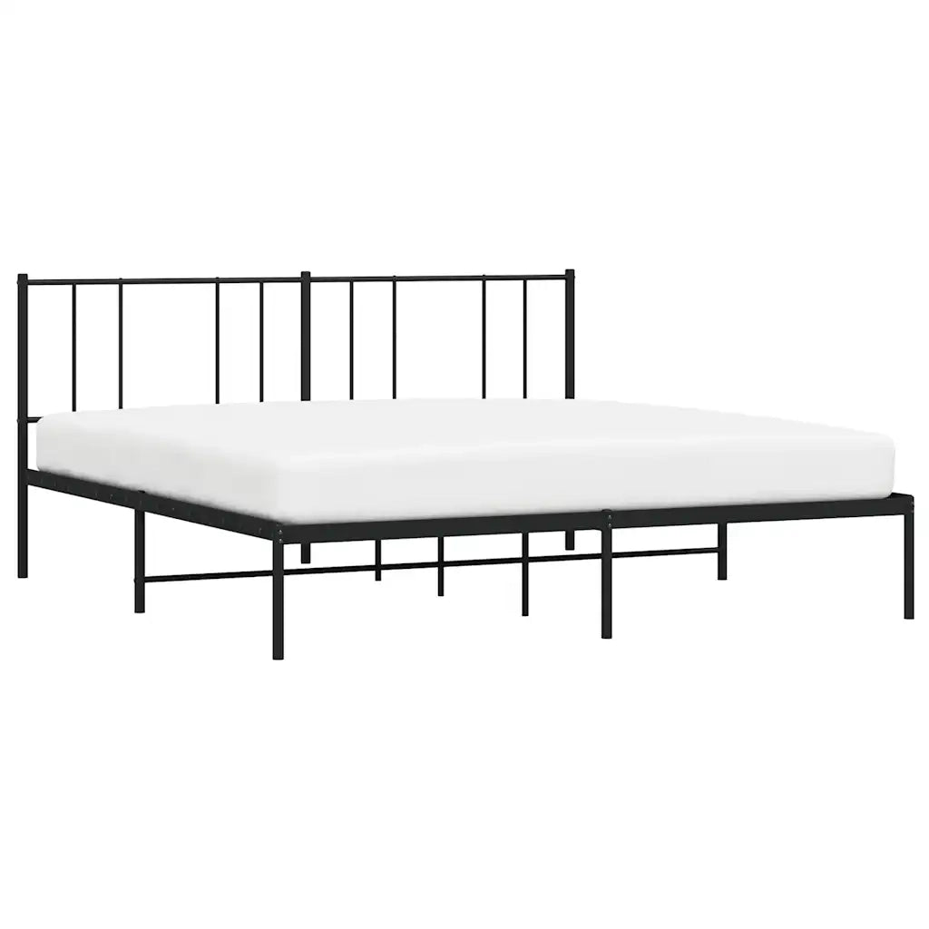 Letto matrimoniale | Letto per adulti | Giroletto con Testiera in Metallo Nero 183x213 cm