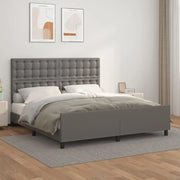 Giroletto con Testiera Grigio 180x200 cm in Similpelle