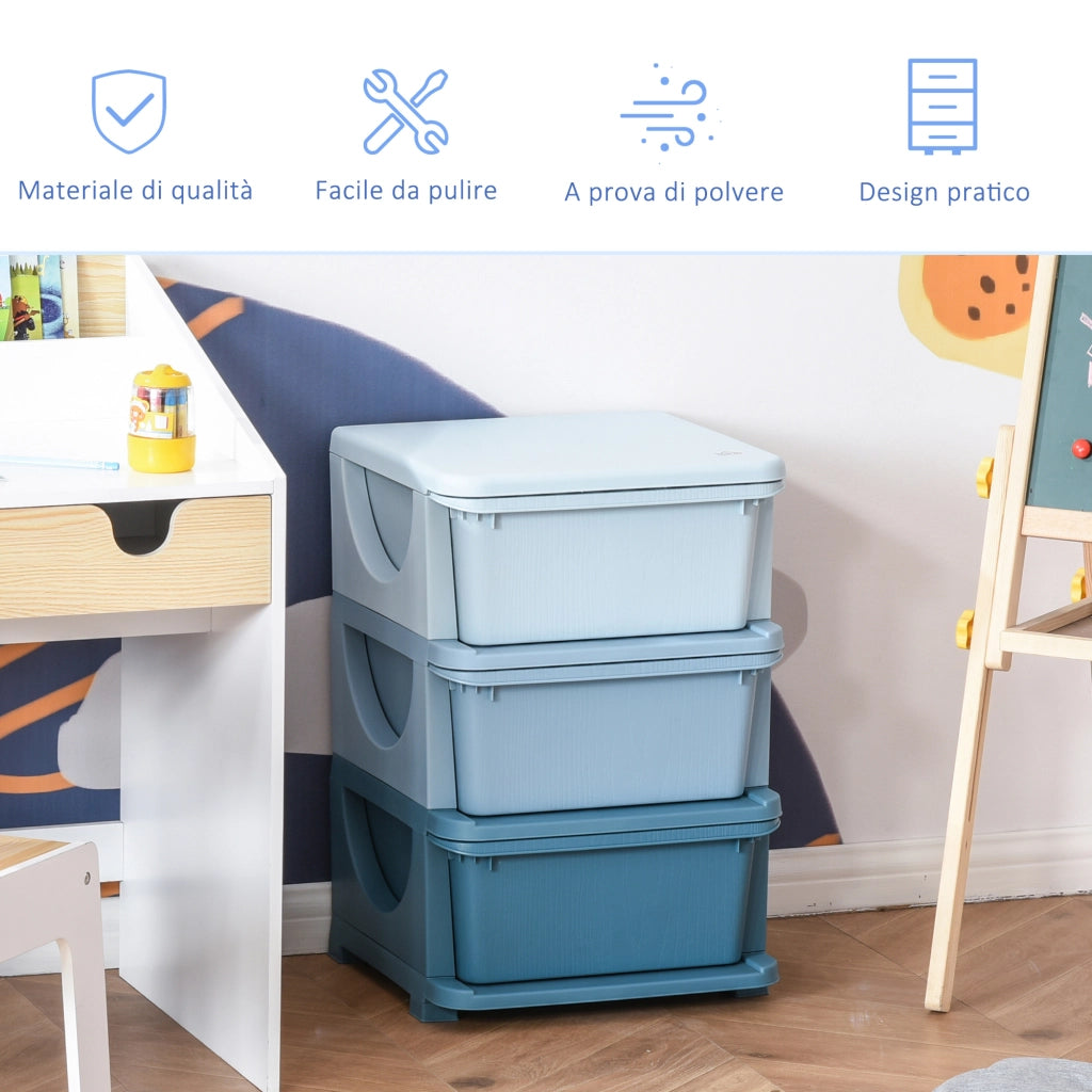 Cassettiera 6 Cassetti per Bambini ¨C Minimal ¨C Blu, PP, 37x37x56.5cm