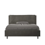 BS COM Letto matrimoniale francese senza rete imbottito 140x190 microfibra grigio Large