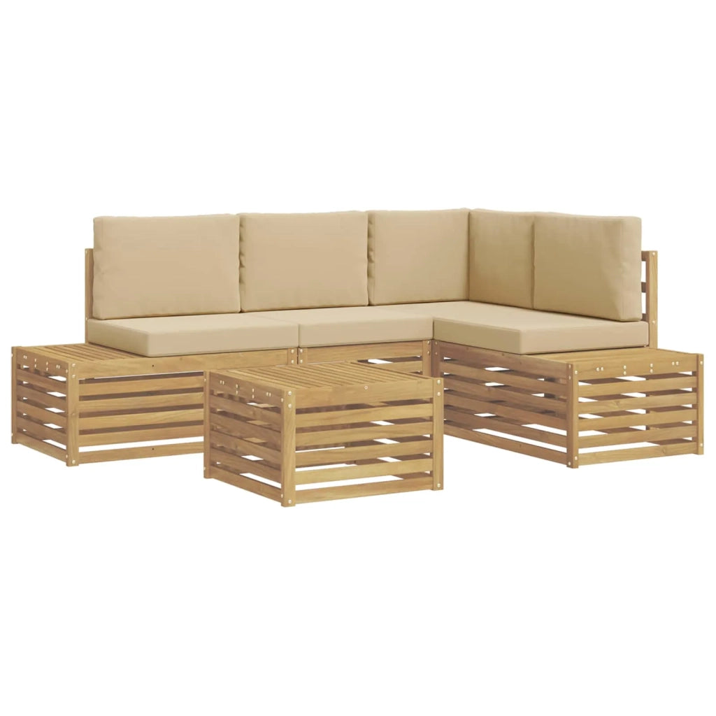 Set di divani da esterno con cuscino 5 Pezzo Bianco 3392473