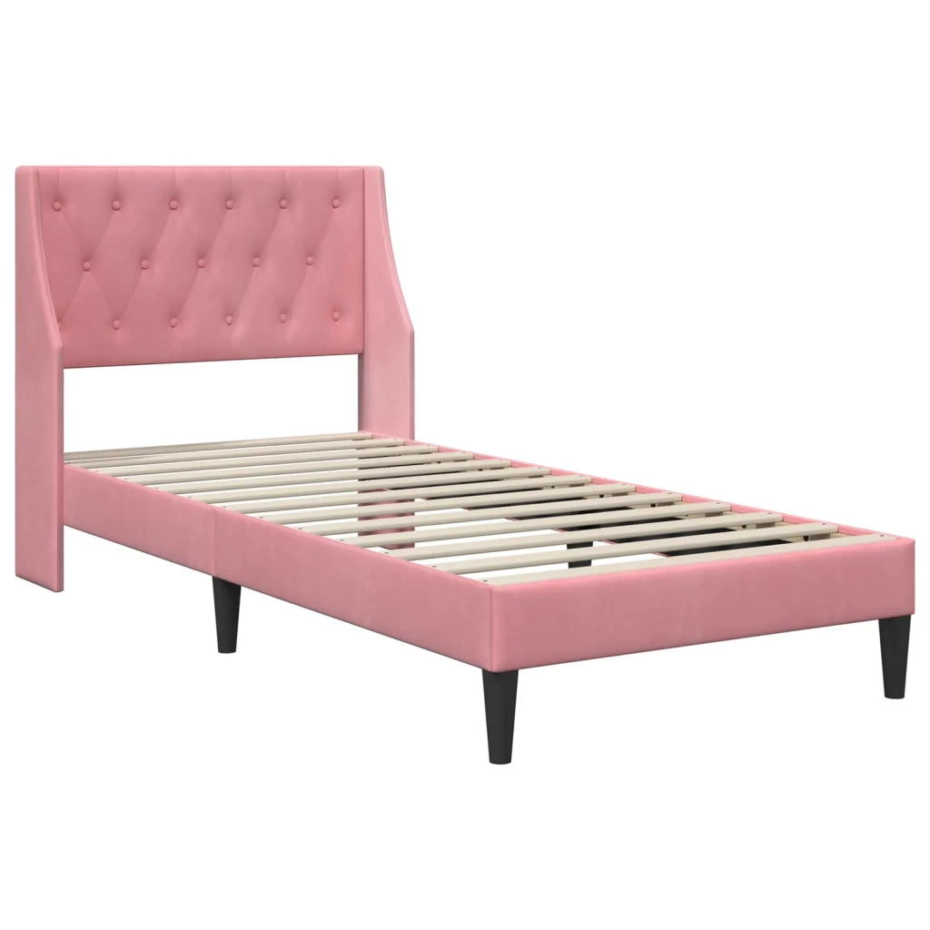 Struttura del letto con testiera-Giroletto Rosa 100 x 200 cm Velluto 607692