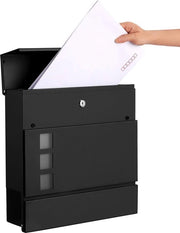 Borsa postale moderna con contenitore per giornali, coperchio, chiusura, facile da installare, nero
