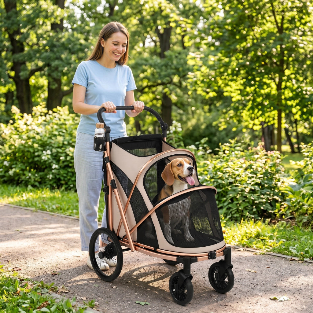 Carrello Pieghevole per Cani ¨C Minimal ¨C Marrone Chiaro 20 kg