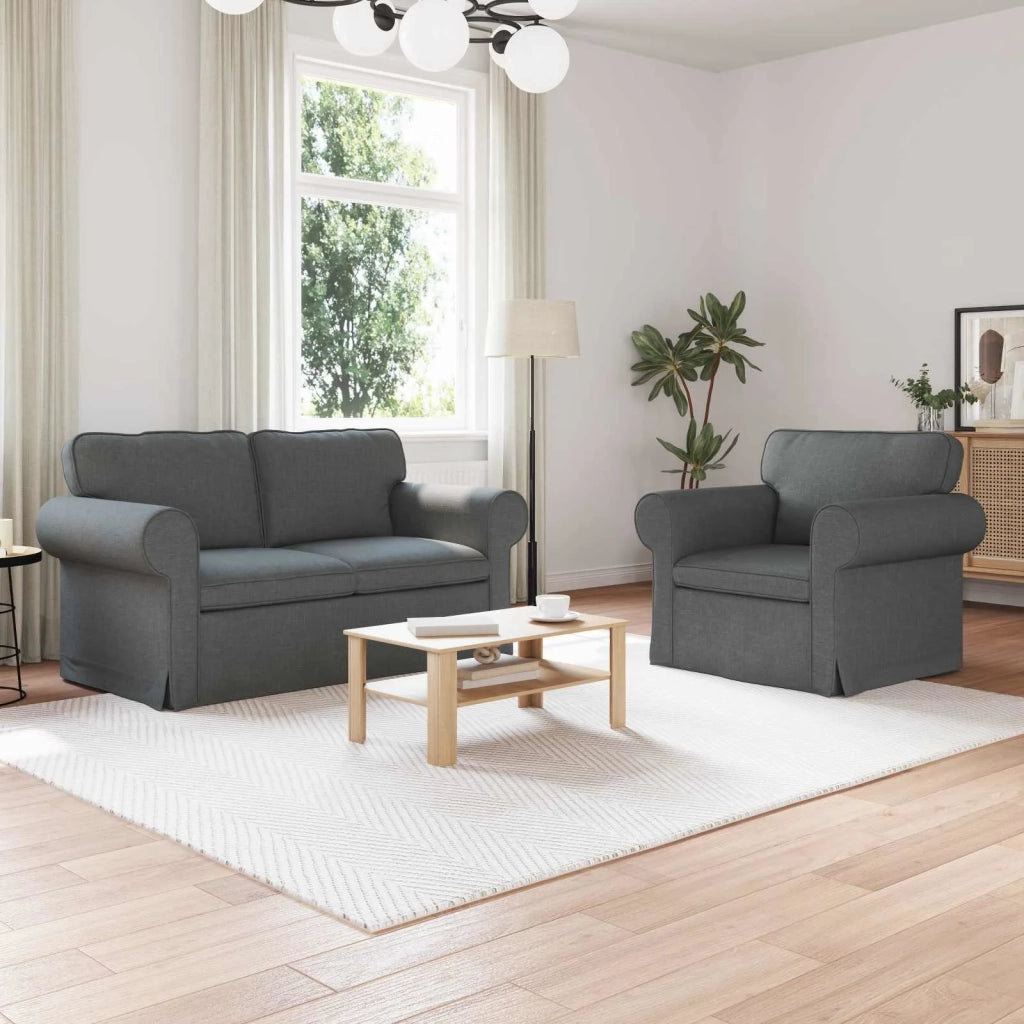 Set di divani 2 pcs Grigio scuro 155 x 82 x 80 cm Tessuto 3407487