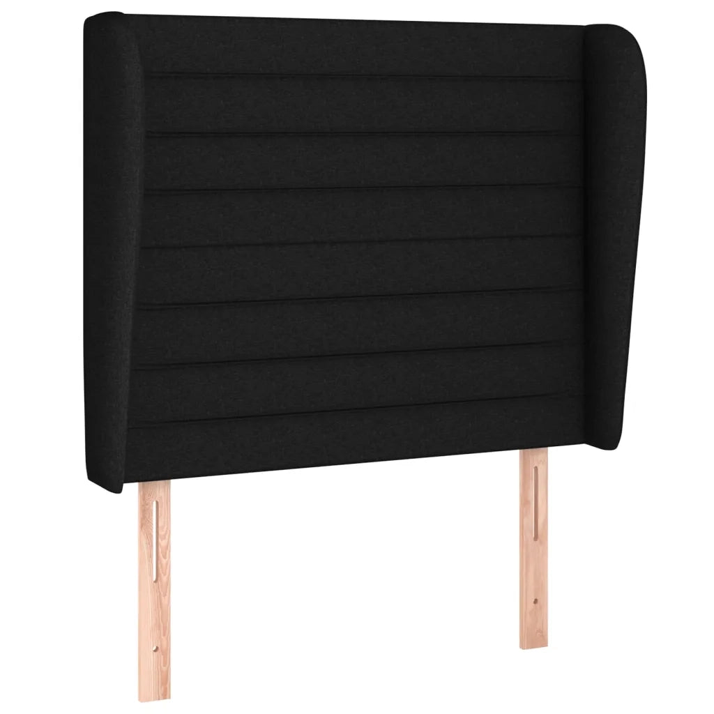 Testiera | Testata ad Orecchio Nera 103x23x118/128 cm in Tessuto