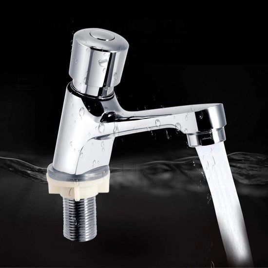 Wastafelloca Water a Risparmio - Chiudibile Automatico - Facile da Pulire - Cromato - Facile da Installare - Adatto per Bagno/Utilizzo Ospedaliero - Bagnoletto