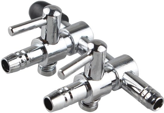 Regolatore di Flusso d'Aria per Acquario - 2 Vie di Scarico - Valvola di Regolazione dell'Aria - Pompaggio Divisore - Alta Potenza - Colorazione Argento/Nero - Distributore di Aria