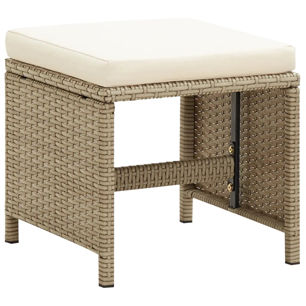 Sgabelli da Giardino 4 pz con Cuscini in Polyrattan Beige CFW1146592