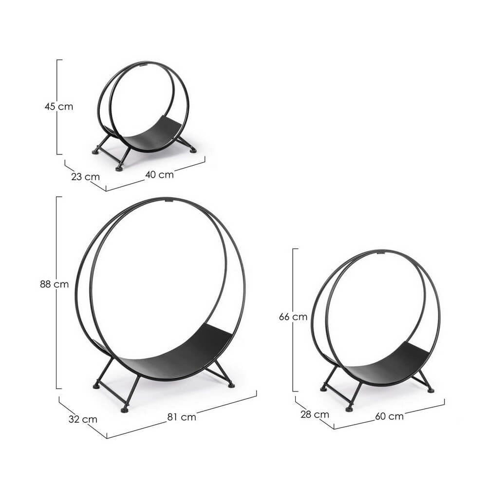 Braciere Acciaio Nero Moderno da Interno 70xH38 cm - ARVEN