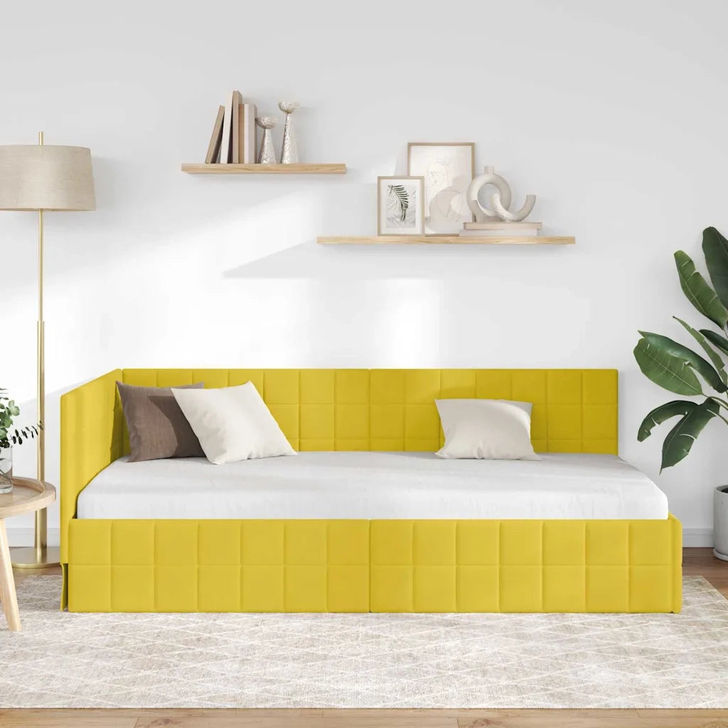Cornice del letto ad angolo Giallo 90 cm x 200 cm Velluto 42016394