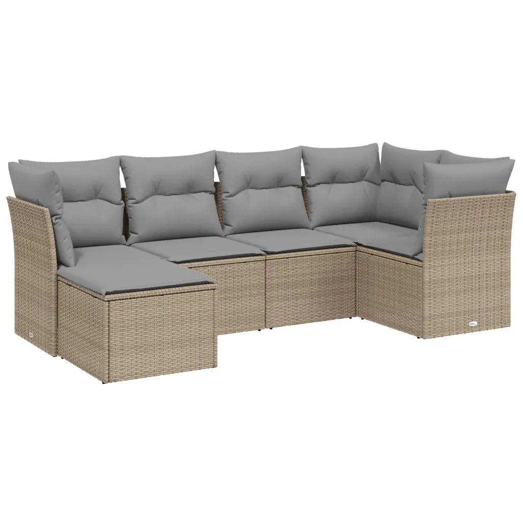 Set Divano da Giardino 6 pz con Cuscini Beige Misto Polyrattan 3263175