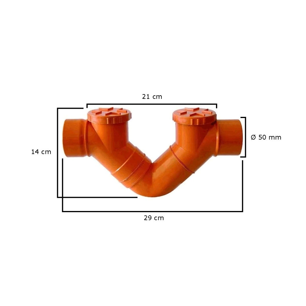 Sifone firenze orizzontale in pvc  (2 Tappi) : Diametro - 50