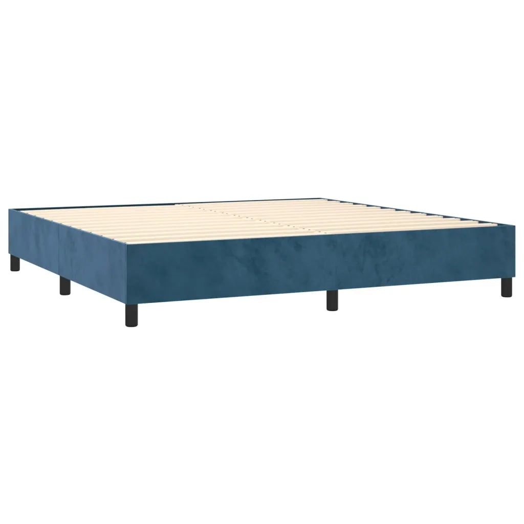 Letto a Molle con Materasso e LED Blu Scuro 200x200 cm 3136207