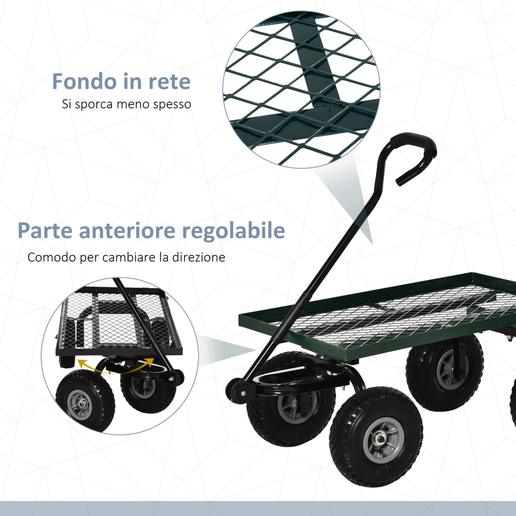 Carrello Giardino in Acciaio ¨C Minimal ¨C Nero e Verde 94x48.5x100 cm