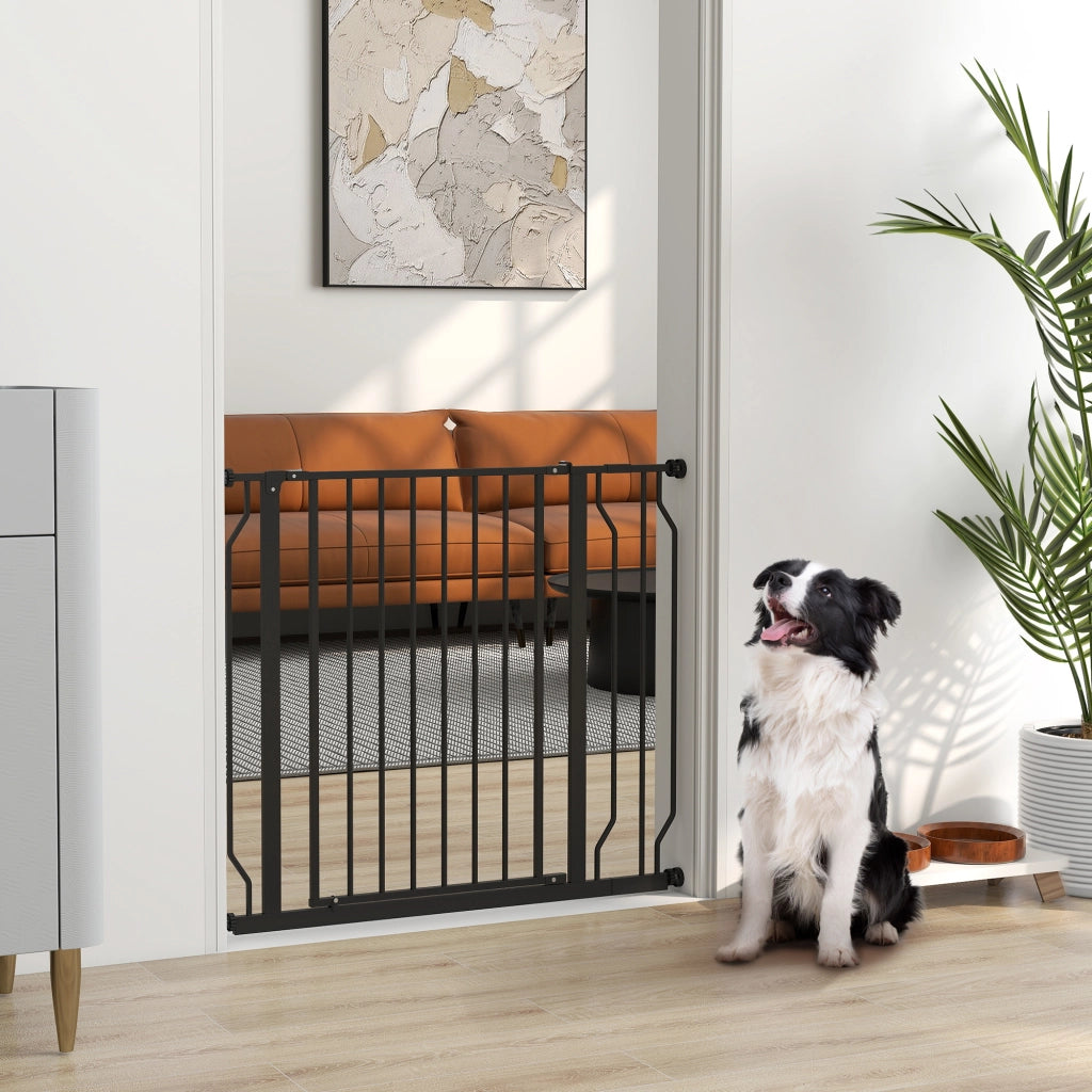 Cancello di Sicurezza per Cani Estensibile ¨C Minimal ¨C Nero, Acciaio e ABS, 75-95x76 cm