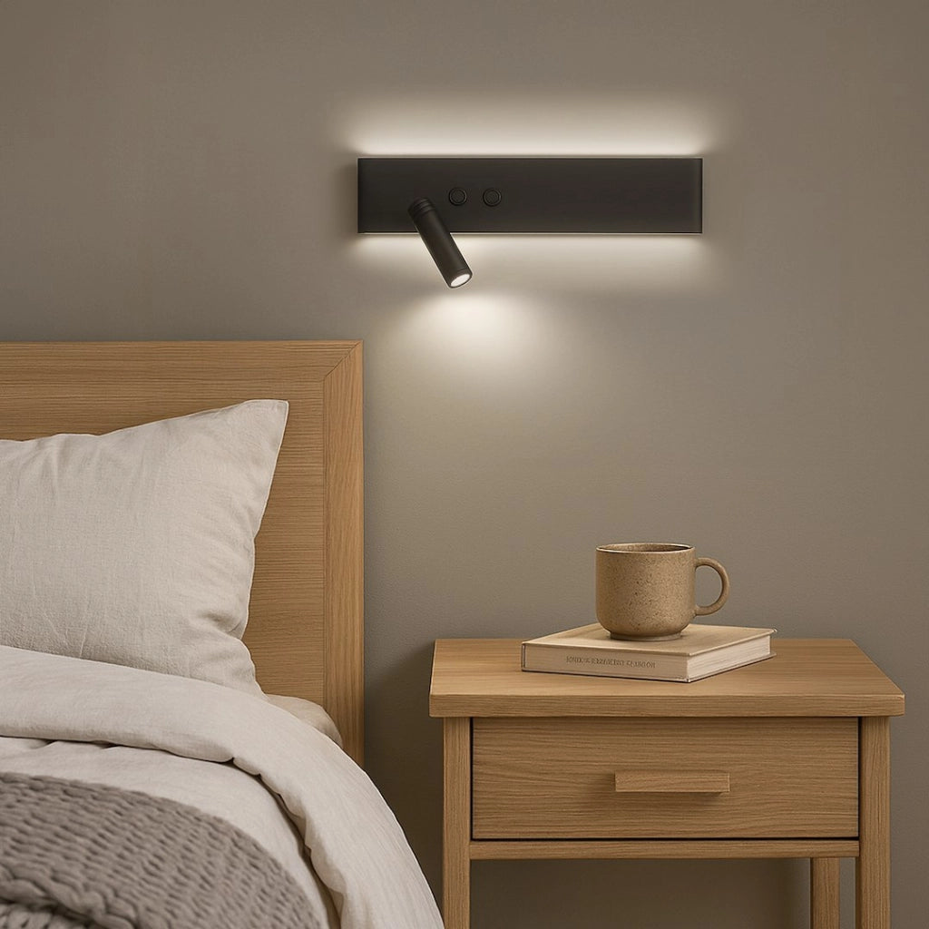 Applique lettura moderna nera sinistra LED 10+3W 4000K switch