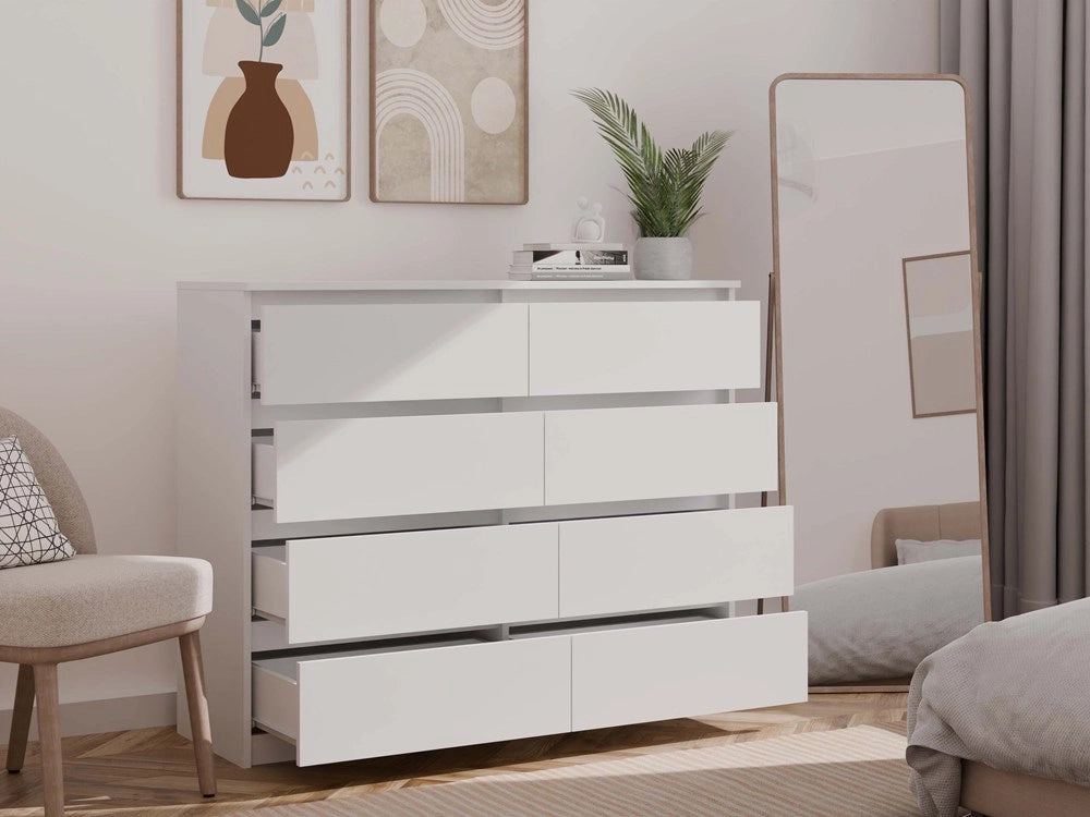 Cassettiera MALWA M8/120 bianco per camera e soggiorno