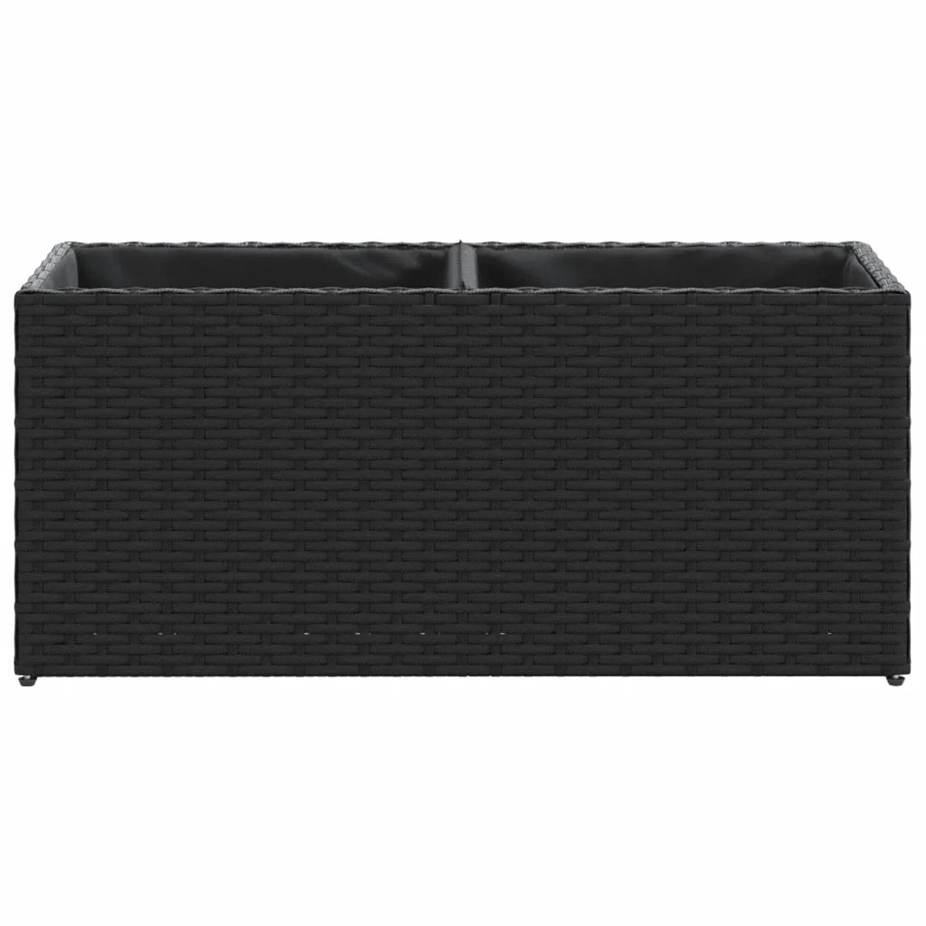 Fioriera da Giardino con 2 Vasi Nera 72x30x32 cm in Polyrattan 366422