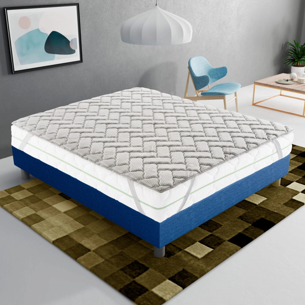 Topper Singolo 80x190 in memory foam 3 cm con rivestimento Trapuntato con Elastico